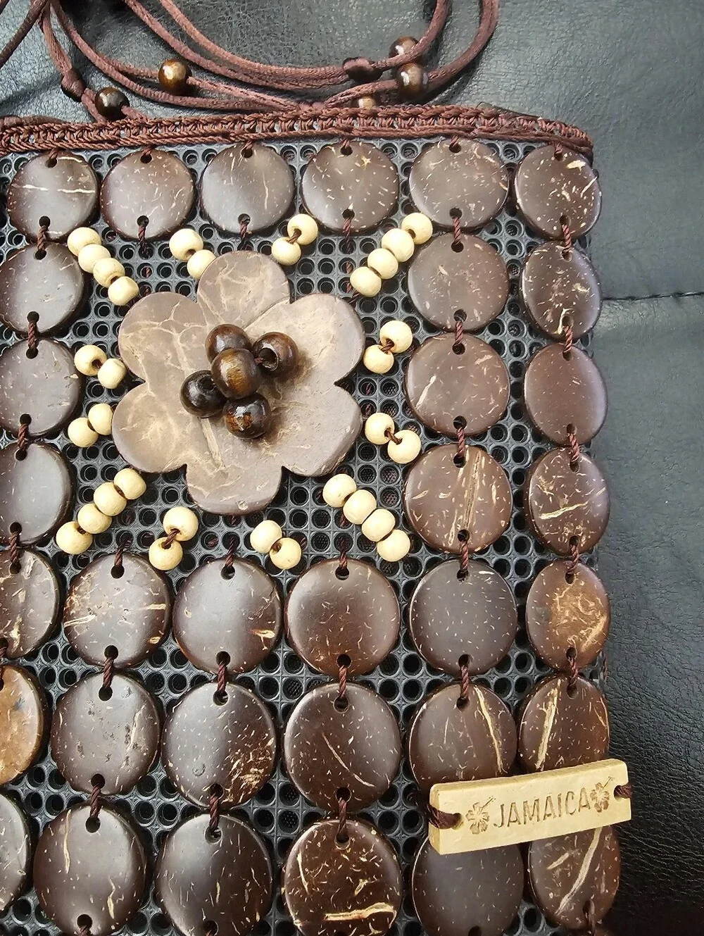 Brown Coconut Shell Jamaica Small Crossbody Bag